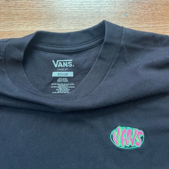Vans Quick Hit T-shirt RARE black w Neon Embroidery Men’s Medium Loose Fit 80’s - Picture 4 of 6